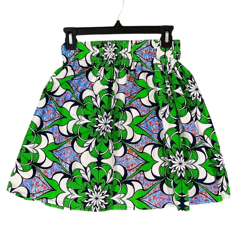 OHMY! Vibrant Floral Geometric Skirt Womens 24 Boho Retro Mod Statement‎ Style